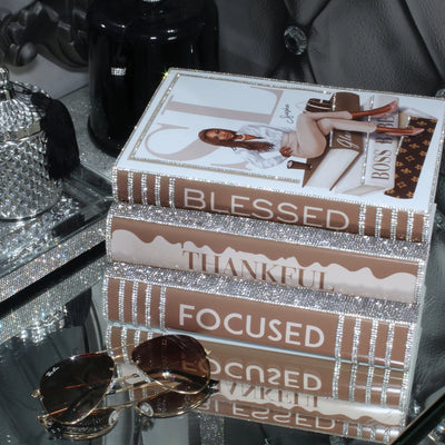 Boss Babe Glam Book Stack (Brown/Beige) - Extra Bling