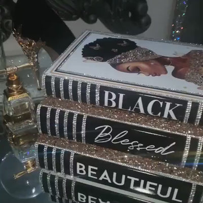 Black Queen Luxury Bling Glam Book Stack - Stack of 3