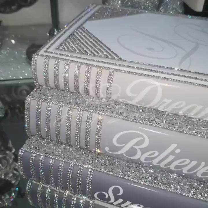 Bling Decor Glam Book Stack (3-tone Grey)