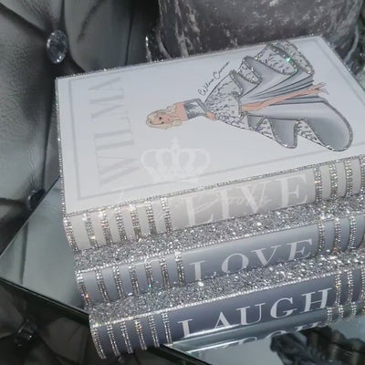 Bling Decor Glam Book Stack (Grey)