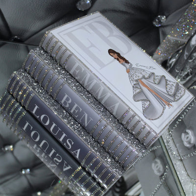 Bling Decor Glam Book Stack (Grey)